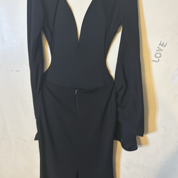 Symphony large black backless spandex nylon flared long sleeves back slit - Picture 5 of 11